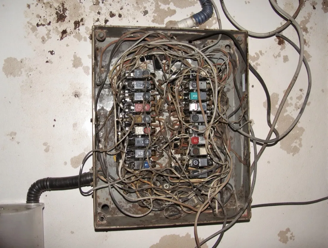Tableau électrique vétuste avant intervention